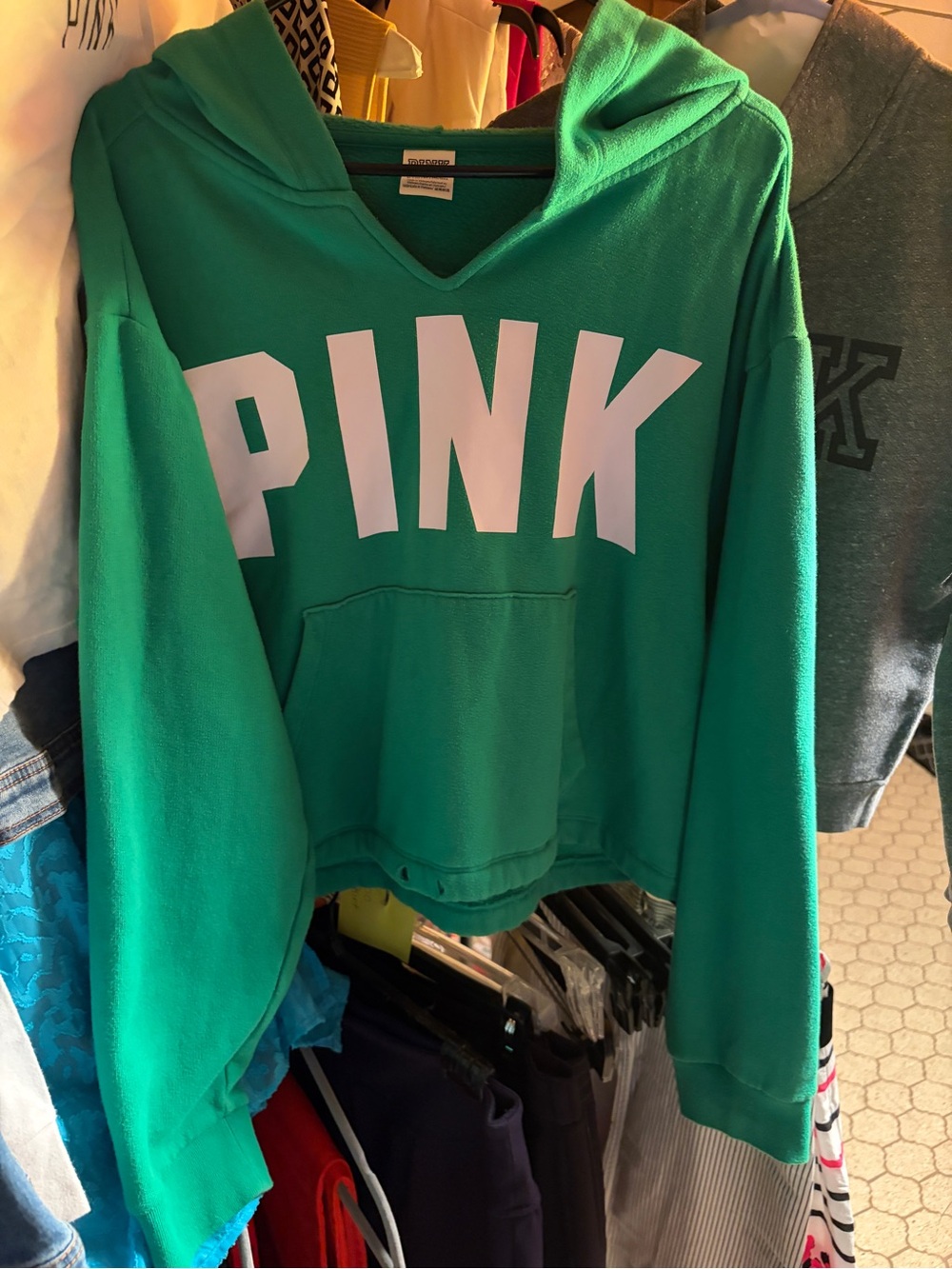 PINK Victoria's Secret by Victoria’s Secret Green Hoodie Sweatshirt